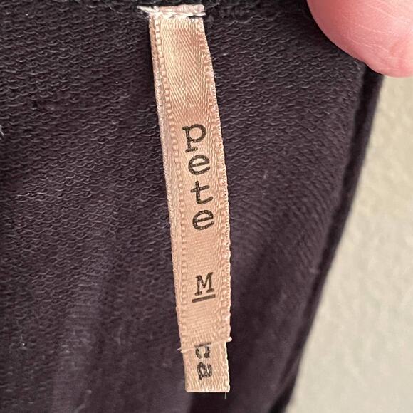 PETE Collection Stretchy Long Sleeve Mixed Media Sweater in Gray Black SZ S - Picture 6 of 9